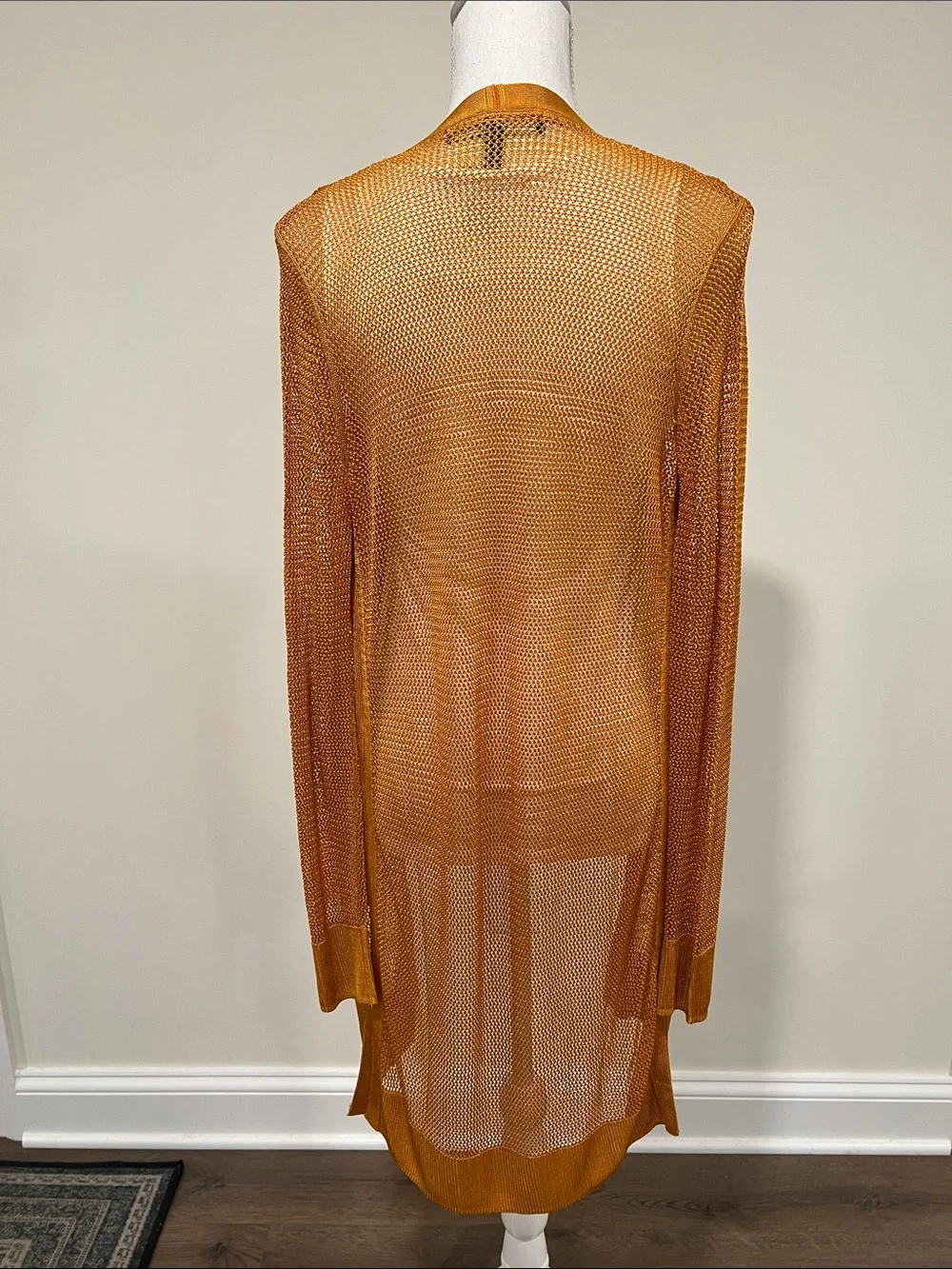 White House Black Market Net Coverup Open Knit Duster Cardigan Size XS
